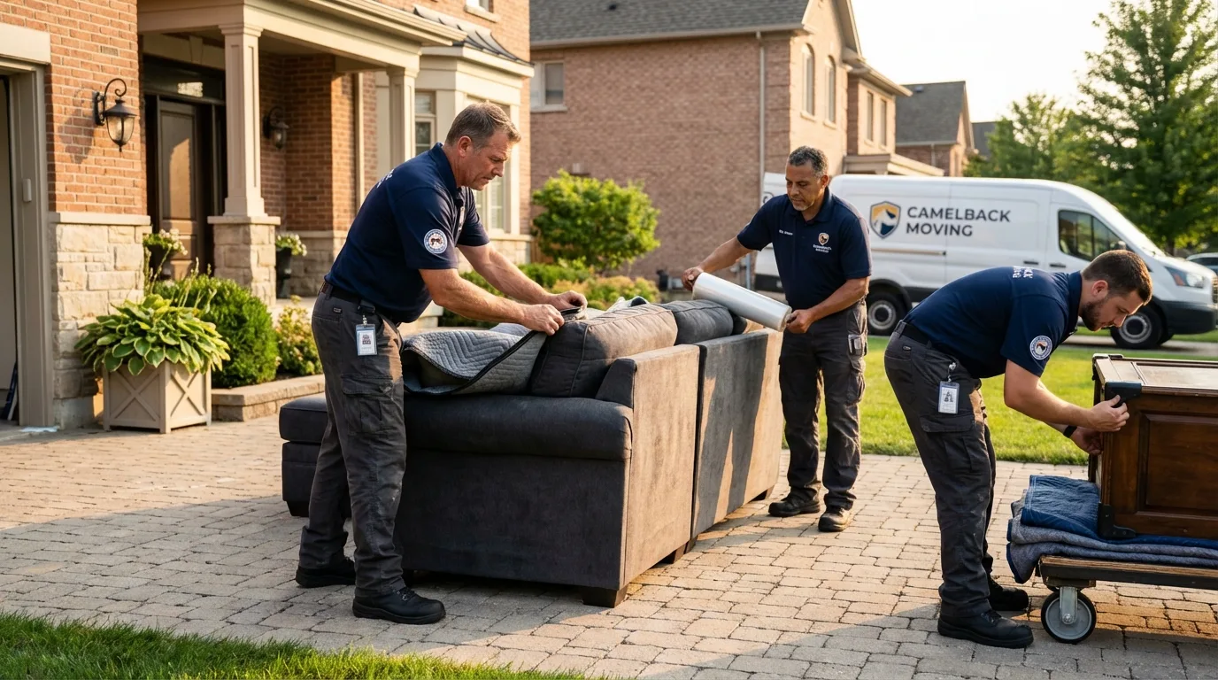Large estate moving crew wrapping furniture in Capac, MI
